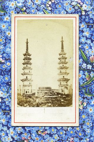 1860s Pagodas Wohanyuan Temple Soochow China Cdv Signed By Chinese Photographer