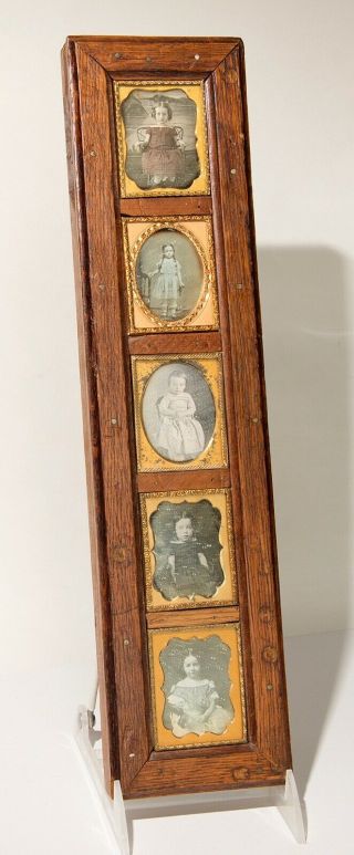 Unique Wooden Wall Frame Set With Five 1/9 Plate Dags Of Charming Young Girls