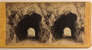 E.  J Muybridge Stereoview Pacific Railroad Tunnel 738 Photo Civil War 1860’s