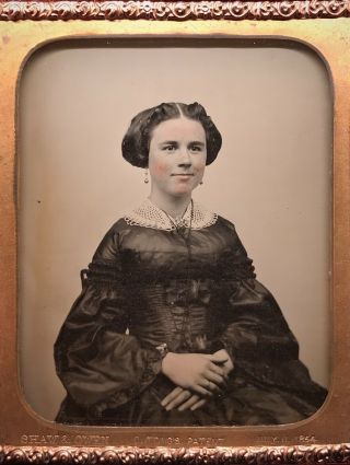1/6 Plate Ambrotype - Happy Girl Next Door - In Full Case By Id 