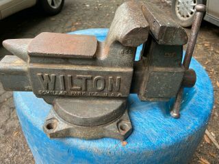 Vintage Wilton 645 Bench Vise 5 " Jaws W/swivel Base.  13 - 645 Anvil
