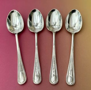 Vintage Coffee Spoons Wheat Design Set Of 4 - Epns Silver Plate Cutlery