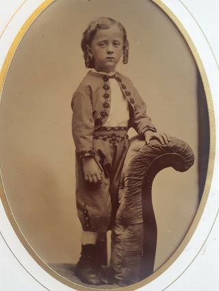 1860 ' s Civil War Era Full Plate Tintype WEALTHY BOY IN UNIFORM LIKE SUIT 2