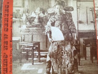 Carleton E.  Watkins San Francisco Chinese Actor In Costume 1870s Stereoview