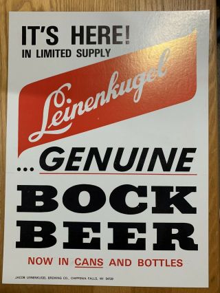Leinenkugel Cardstock Bock Beer Sign