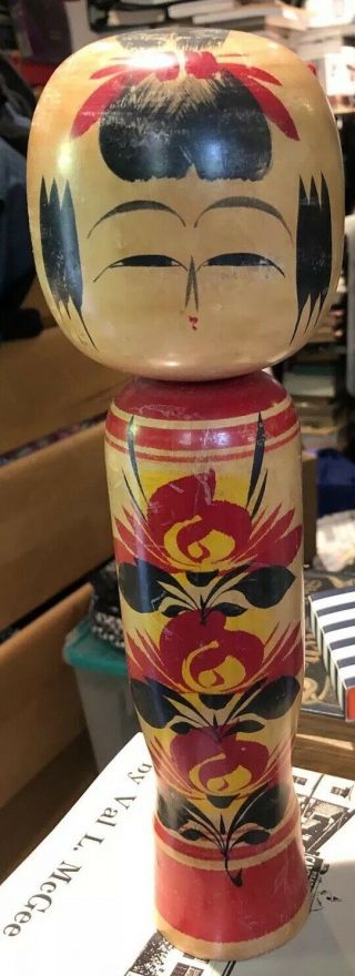 Vintage Tall Japanese Doll Wood Handmade Signed By Artist Post Wwii 1950s 12”