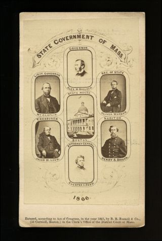 1860s Political Cdv - State Government Of Massachusetts Incl Civil War General