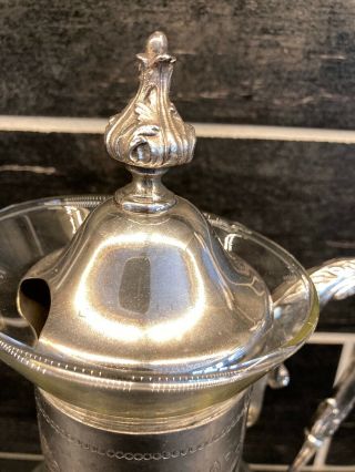 Vintage Corning Brand Glass Coffee Tea Pot Carafe Silver Plate NO STAND 2