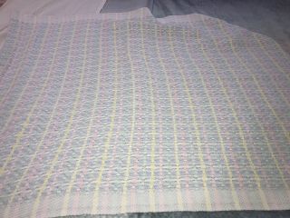 Vintage Beacon Cotton Baby Blanket Pastel Woven Knit Waffle Weave
