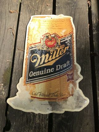 Miller Draft Beer Can On Ice Metal Sign 14x8
