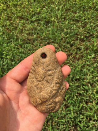 Native American Engraved Pendant Artifact Drilled Snake Effigy Sun And Moon