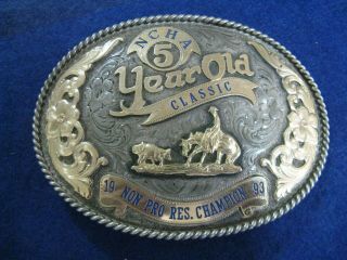 1993 Ncha Rodeo Sterling And 1/10 10k Gold Buckle By Gist.  Five Year Old Classic