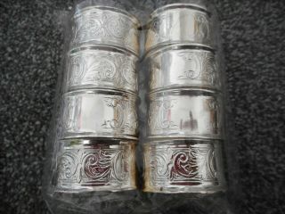 Set Of 8 Silver Plated Napkin Rings