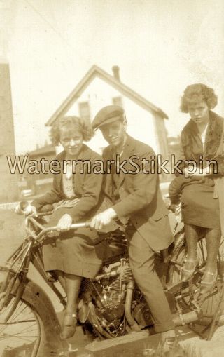 1915 Era Photo Negative Motorcycle Excelsior Early Cycle With Snapshot