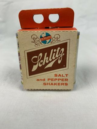 Vtg 1961 Schlitz Beer Can Salt & Pepper Shakers With Box C