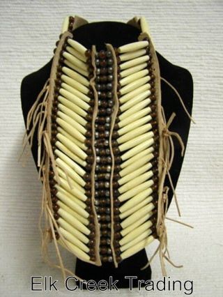 Handcrafted Native American Style Regalia Hairpipe Small Ivory/brown Breastplate