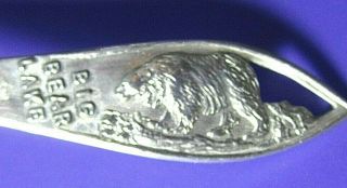 Antique 4 1/4 " Big Bear Lake Ca Sterling Silver Souvenir Spoon W Bear On Handle