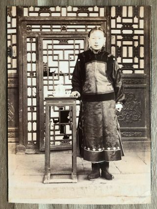 China Old Photo Albumen Chinese Lady Woman Tsingtau Amoy Chefoo