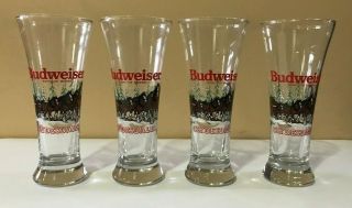 Set Of 4 Vintage 1989 Anheuser - Busch Budweiser Clydesdale Pilsner Beer Glass