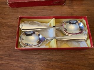 Vintage Set 6 Ashberry A1 Silver Plated Hanoverian Dinner Soup Spoons