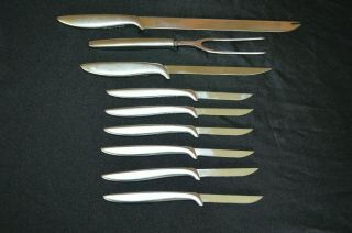 Vintage Set Of 9 Gerber Miming Steak Slicer & Carving Set Knives In Vgc