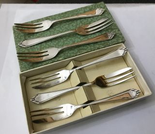 Vintage 6 X Silver Plated Deco Silver Plated Cake Dessert Forks Sporks Cutlery