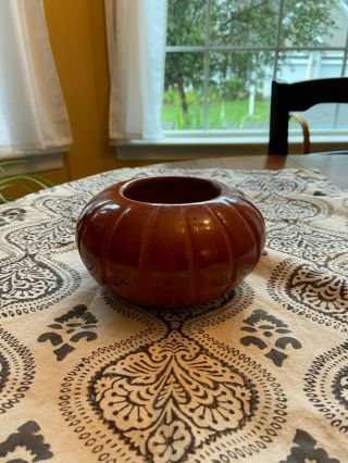 Angela Baca Tafoya Santa Clara Pueblo Redware Melon Bowl Native American Pottery