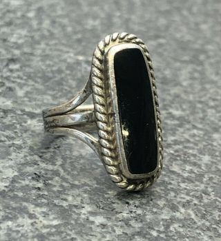 Rare Garden Of The Gods Stamped Silver Hand Made By Indians Onyx Ring Navajo
