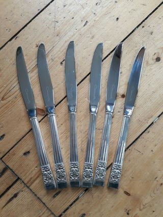 Vintage Oneida Community Silver Plate Hampton Court 6 X Dinner Knives 9 "