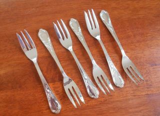 Vintage Grosvenor Silver Plate Cake Forks Set Of 6