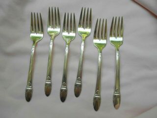 6 Salad Forks In The First Love Pattern - 1847 Rogers Bros.  Is