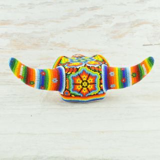 Magia Mexica H627 Bull Skull Huichol Art Mexican Hand Beaded Crafts 3
