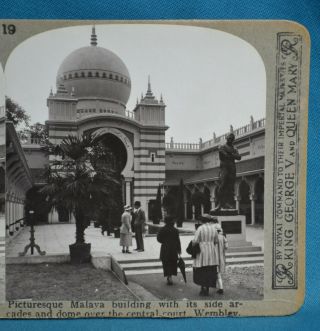 Scarce 1924 Stereoview Photo British Empire Exhibition Wembley Malaya Building