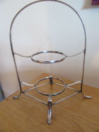 Unusual Small Vintage Silver Plated Art Deco Shaped 2 Tier Cake Stand