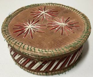 Antique Native American Indian Pine Needle And Birch Basket
