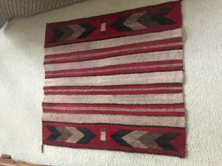 Vintage Navajo Saddle Blanket,  Hand Woven Native American Striped 33 X 30