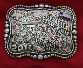2011 Vintage Rodeo Trophy Belt Buckle ☆ Texas Team Roping Champion 688