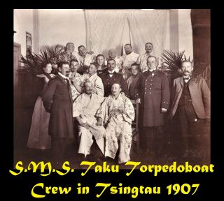 China Qingdao Tsingtau S.  M.  S Torpedoboot Taku Crew Dec.  1907 Very Large Photo