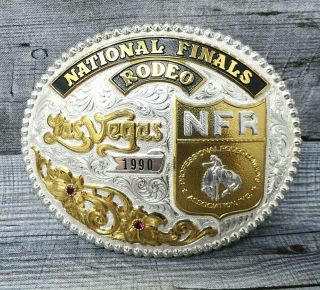 1990 Prca National Finals Rodeo Belt Buckle - Gist Inc - Serial 1208 Bmw006