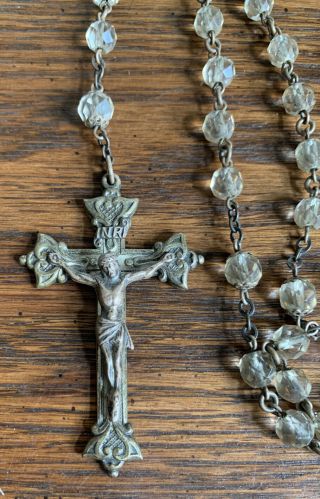 Vintage Signed Creed Sterling Silver Jesus Crucifix Cross Rosary