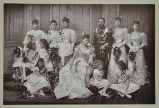 1890 Cabinet Card Portrait Photo Royal Duke Duchess Of York Bridesmaids Downey