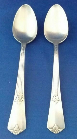 Set Of 2 Wm Rogers Guild Silverplate Solid Serving Spoons