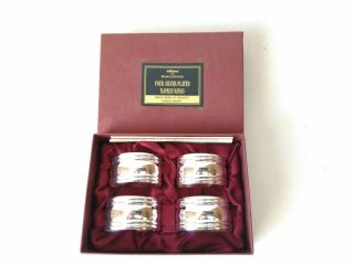 Boxed Set Of 4 St.  Michael M&s Silver Plated Napkin Rings - And Boxed