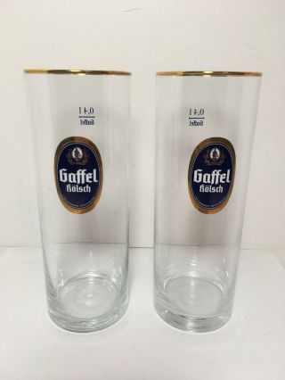 Gaffel Kolsch - German Beer Glass 0.  4 Liter Set Of 2 Barware