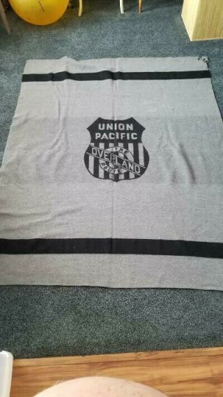 Union Pacific Overland Gray Wool Blanket Vintage Made By Pendleton