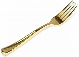 125 Piece Gold Plastic Forks - Heavy Duty