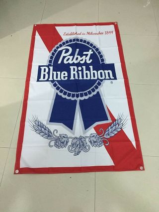 Pabst Blue Ribbon - Vertical Flag Cloth Sign 5 Ft Tall X 3 Ft Wide Pbr