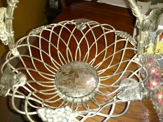 GODINGER Silver Plated Basket with Handle Grape Vine Wire Motif eleven across 2