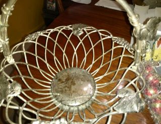 GODINGER Silver Plated Basket with Handle Grape Vine Wire Motif eleven across 3