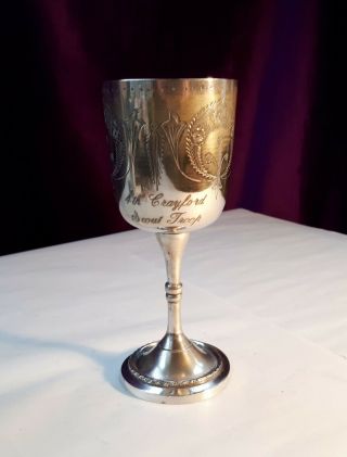 Antique (1920s) Epns Engraved Silver Goblet/ Trophy.  4th Crayford Scout Troop